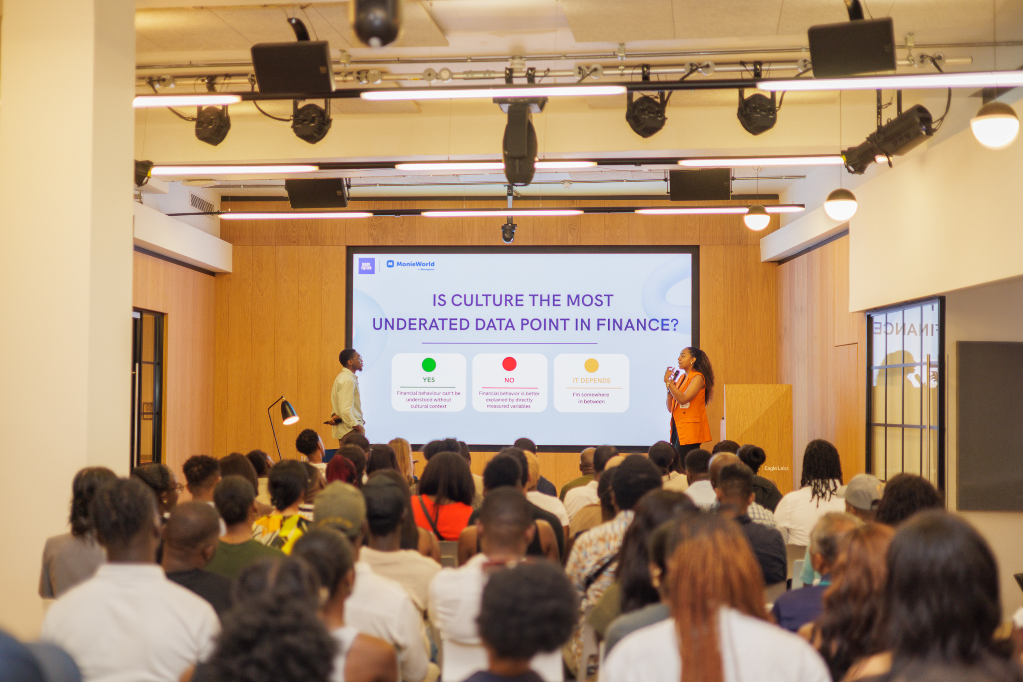 A full room debating whether culture is the most underrated data point in finance